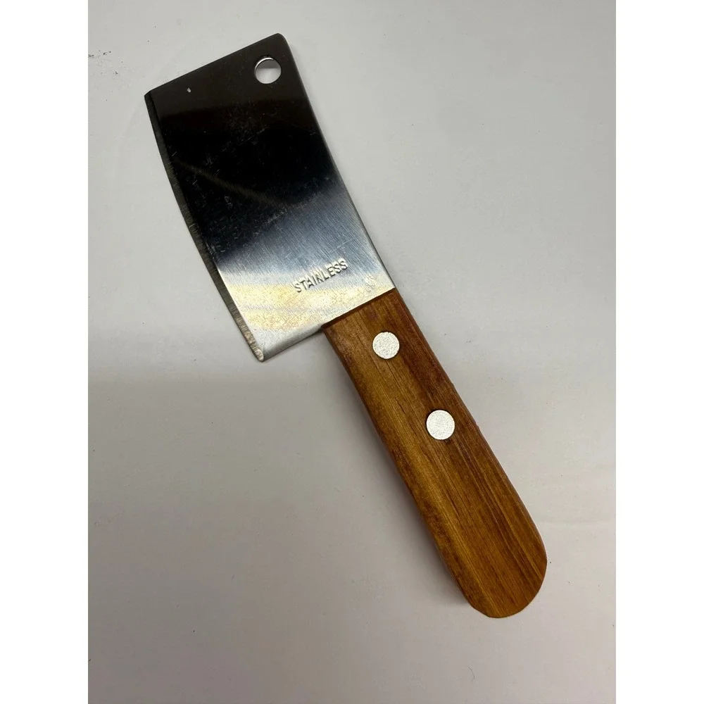 Mini Meat Cleaver Stainless Steel Blade Wood Handle Small Kitchen Chopping Knife